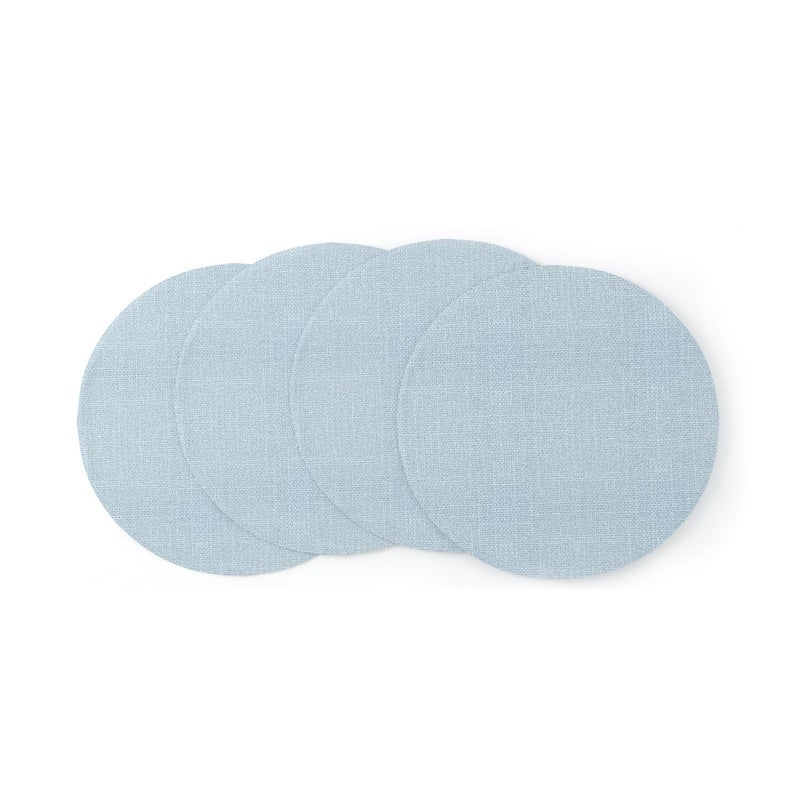 NATUS WEAVER 4 Piece Round Placemat 15 Inch Soft Linen eco-Friendly Fabric Handcrafted Machine Washable Indoor & Outdoor Tablemat Light Blue - Image 2